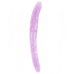 Hi-Rubber Şeffaf Jel Çift Taraflı Dildo - 45cm Mor